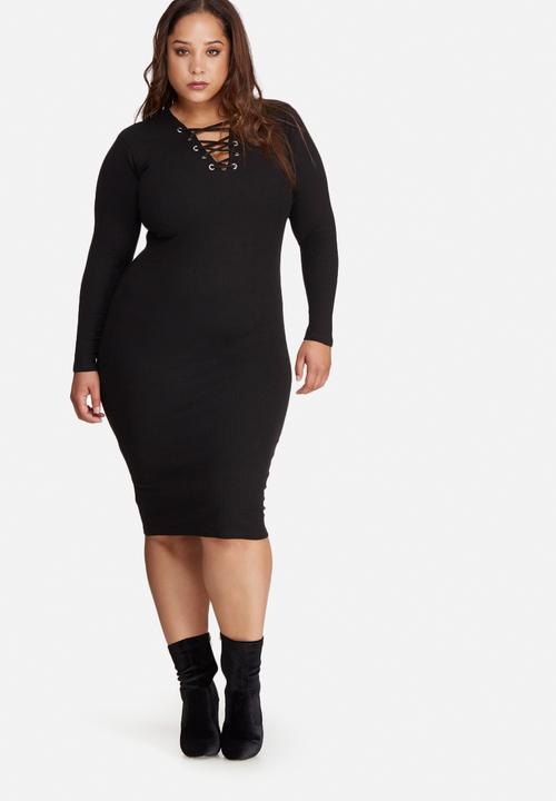 missguided black lace up dress