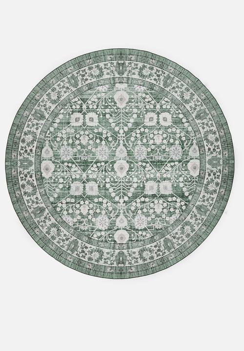 Noa Floral Round Rug  Olive
