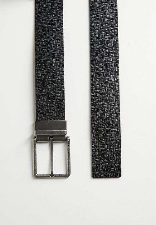 Calvin Klein - Warmth Buckle 40mm Rev/Adj - Black / CK Cognac/  Antique Silver