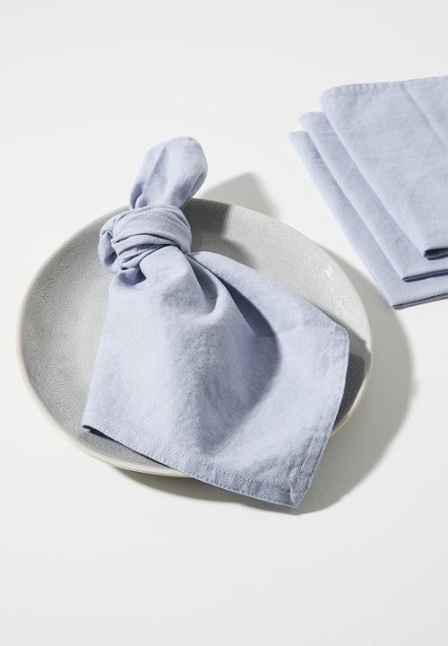 H&M - 4-pack linen-blend napkins - blue