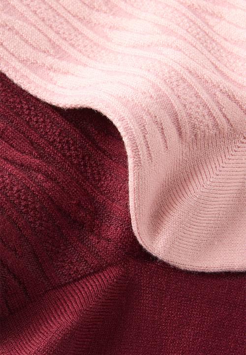 Rubi - Cable knit crew sock 2pk - blushed cloud/cherrywood