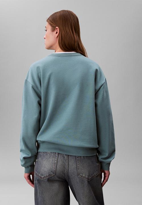 Calvin Klein - Long sleeve monologo french terry rlxd crew - arctic