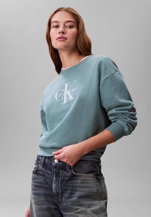 Calvin Klein - Long sleeve monologo french terry rlxd crew - arctic