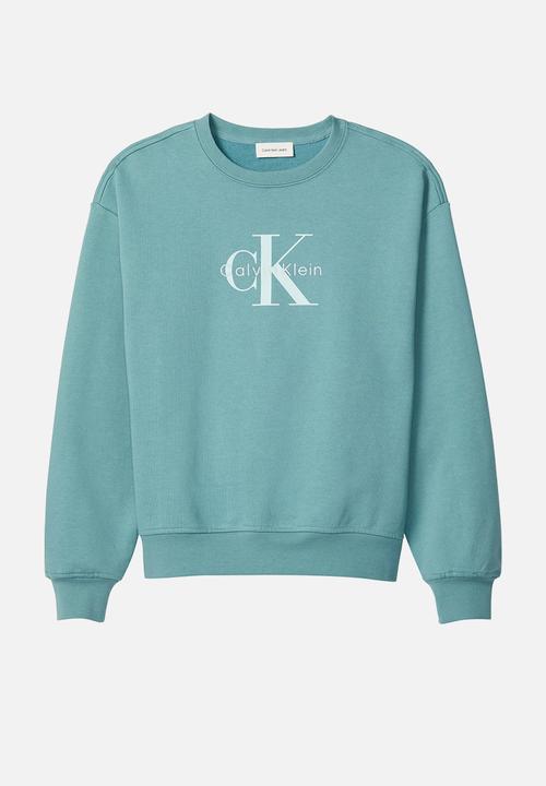 Calvin Klein - Long sleeve monologo french terry rlxd crew - arctic