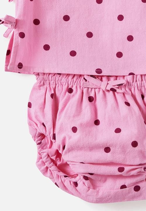 Cotton On - Milly Sleevless Set - Strawberry Milk/Polka Dot