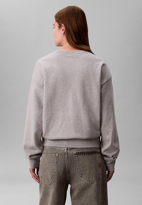 Calvin Klein - Long sleeve monologo french terry rlxd crew - heroic grey heather
