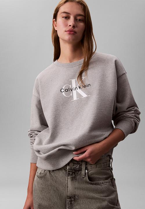 Calvin Klein - Long sleeve monologo french terry rlxd crew - heroic grey heather
