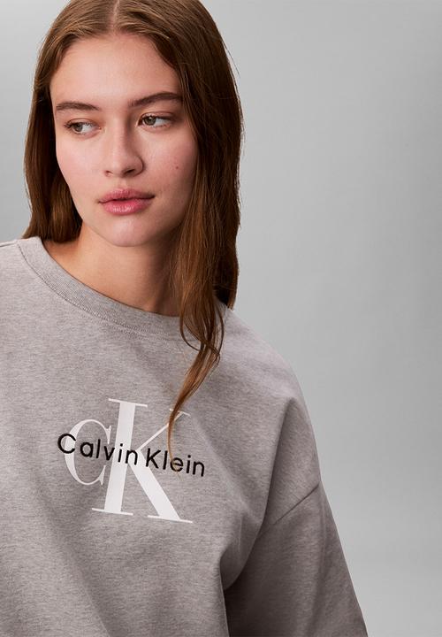 Calvin Klein - Long sleeve monologo french terry rlxd crew - heroic grey heather