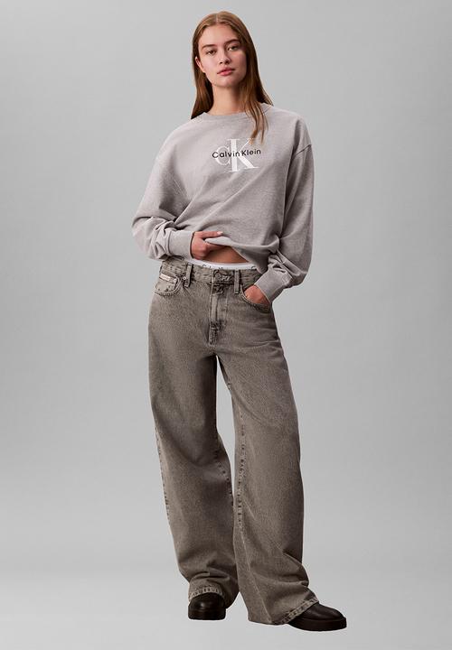 Calvin Klein - Long sleeve monologo french terry rlxd crew - heroic grey heather