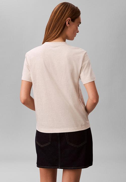 Calvin Klein - A- inst. logo classic tee short sleeve - vanilla heather