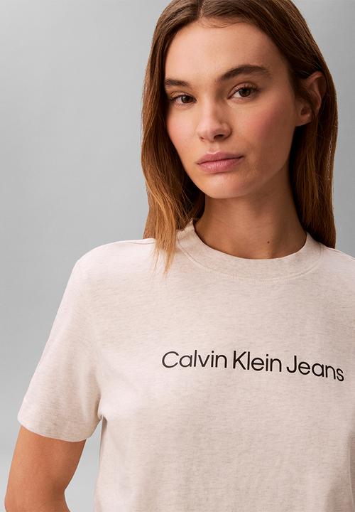 Calvin Klein - A- inst. logo classic tee short sleeve - vanilla heather