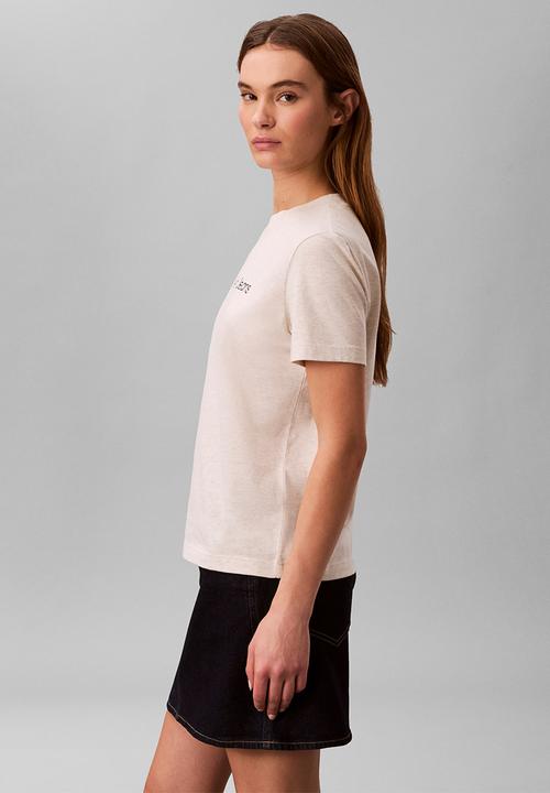 Calvin Klein - A- inst. logo classic tee short sleeve - vanilla heather
