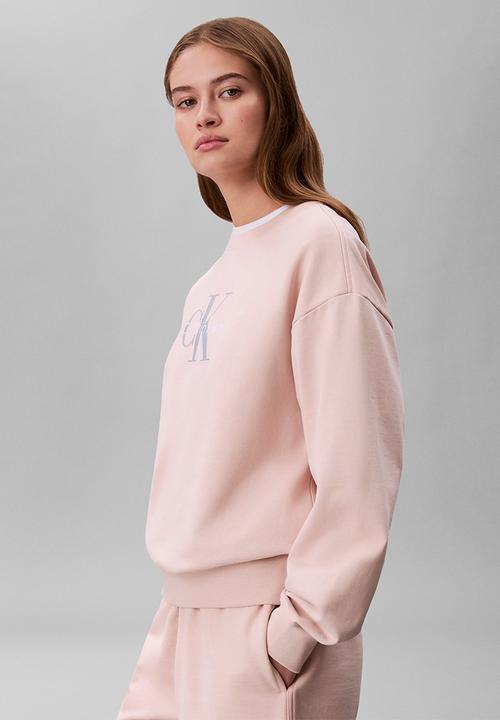 Calvin Klein - Long sleeve monologo french terry rlxd crew - buff beige