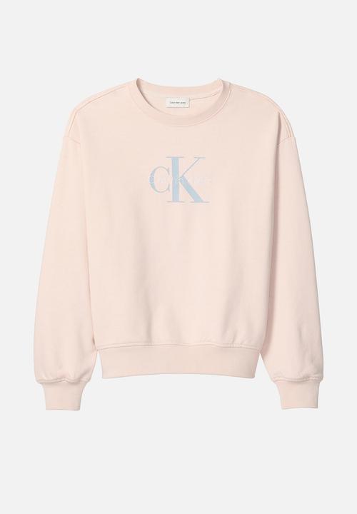 Calvin Klein - Long sleeve monologo french terry rlxd crew - buff beige