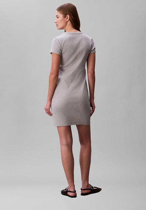 Calvin Klein - Short sleeve monologo baby rib mini dress - heroic grey heather