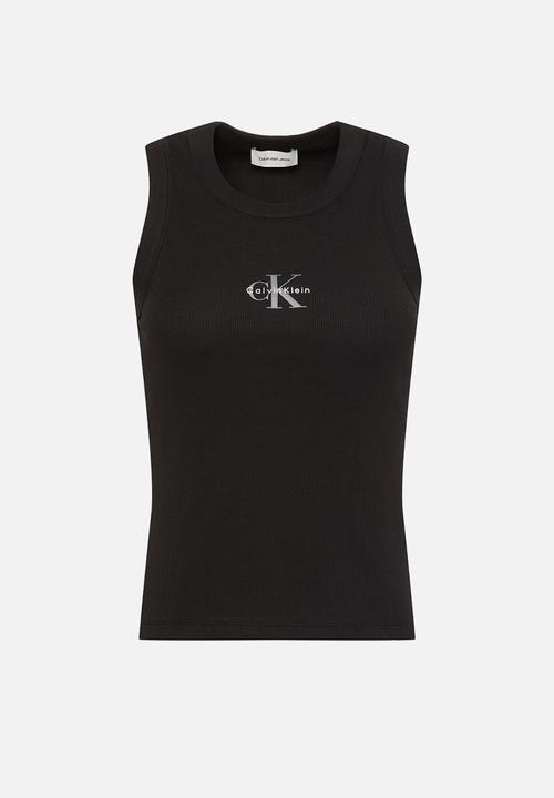Calvin Klein - Sleeveless monogram rib tank - black