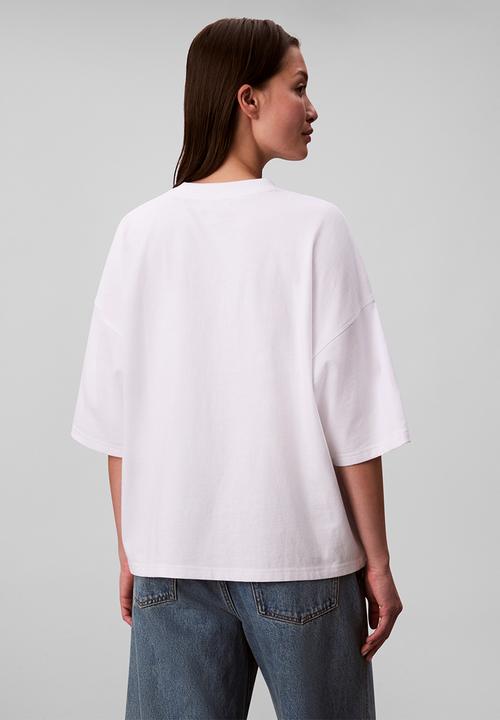 Calvin Klein - Short sleeve woven label oversized tee - bright white