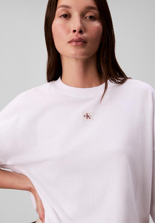 Calvin Klein - Short sleeve woven label oversized tee - bright white