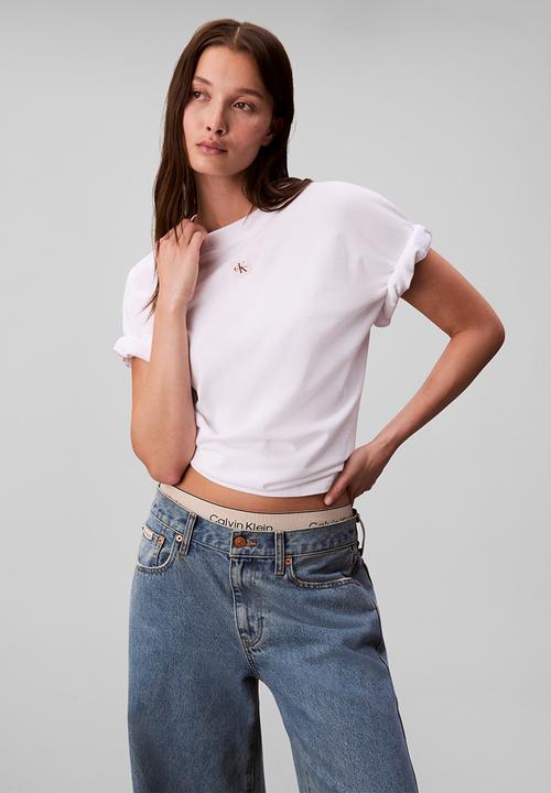 Calvin Klein - Short sleeve woven label oversized tee - bright white