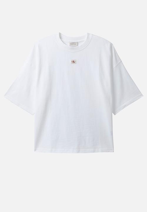 Calvin Klein - Short sleeve woven label oversized tee - bright white
