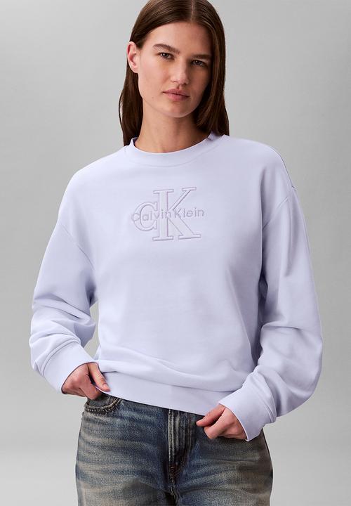 Calvin Klein - Long sleeve embossed monologo terry crewneck - island lilac