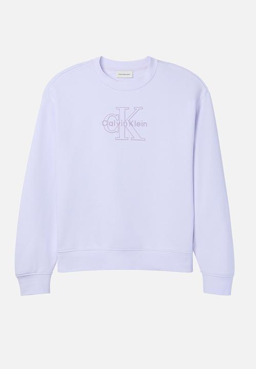 Calvin Klein - Long sleeve embossed monologo terry crewneck - island lilac