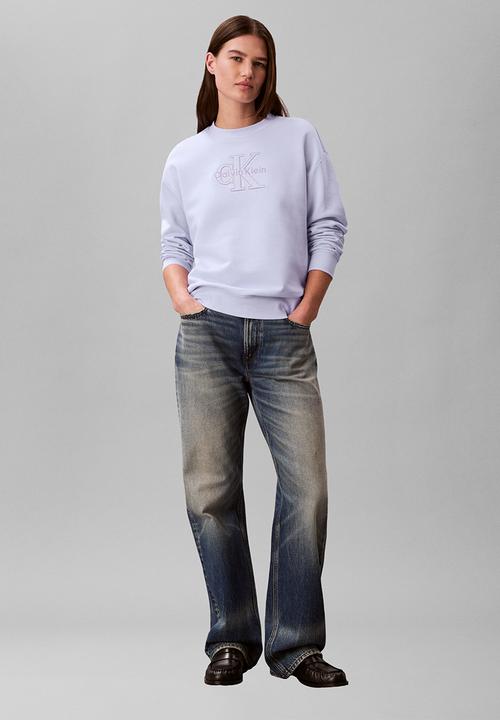 Calvin Klein - Long sleeve embossed monologo terry crewneck - island lilac