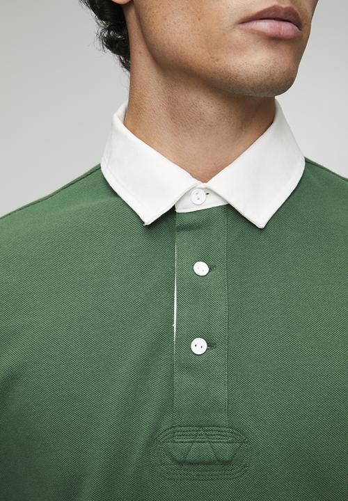 Superdry. - Vintage Pique Rugby Polo-Hunter Green