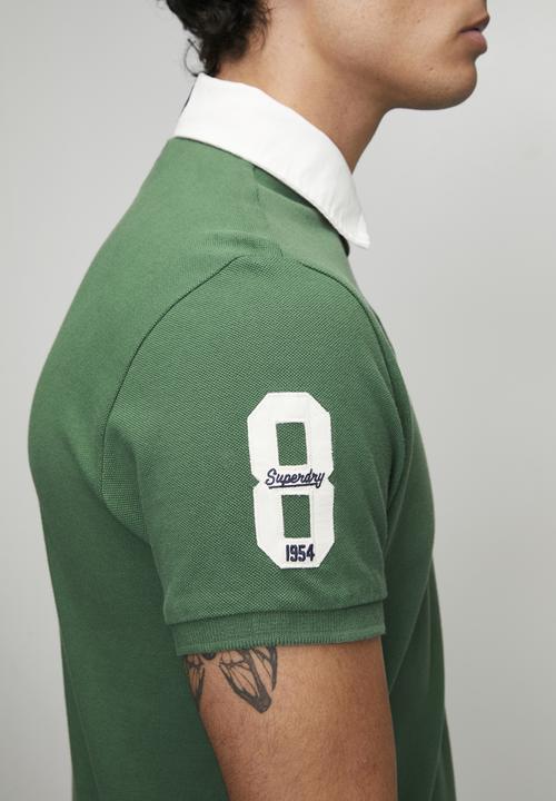 Superdry. - Vintage Pique Rugby Polo-Hunter Green