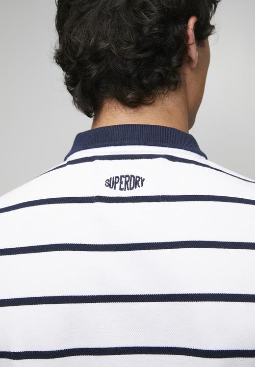 Superdry. - Crest Stripe Polo-Optic/Navy Stripe