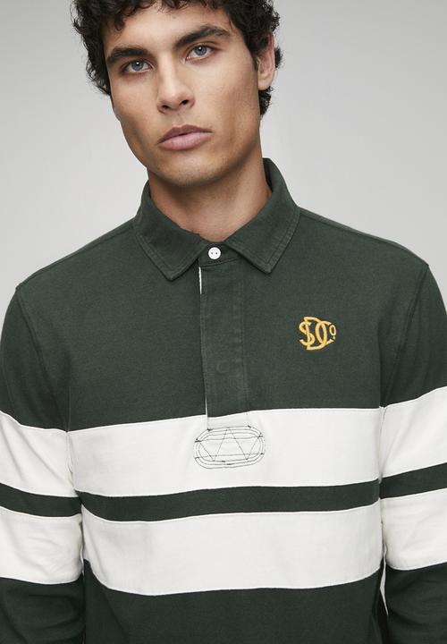 Superdry. - Vintage Athletic Stripe Rugby-Eagle Green Chest Band