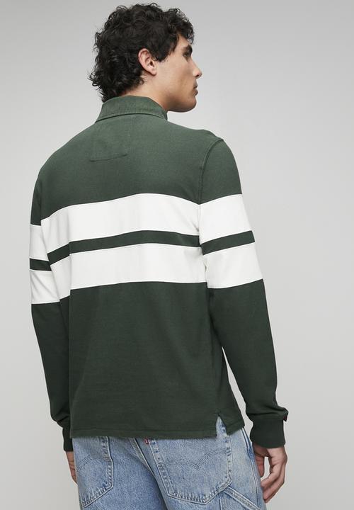 Superdry. - Vintage Athletic Stripe Rugby-Eagle Green Chest Band