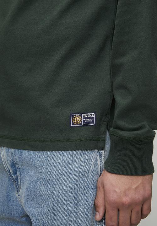 Superdry. - Vintage Athletic Stripe Rugby-Eagle Green Chest Band