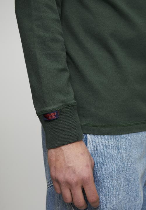 Superdry. - Vintage Athletic Stripe Rugby-Eagle Green Chest Band