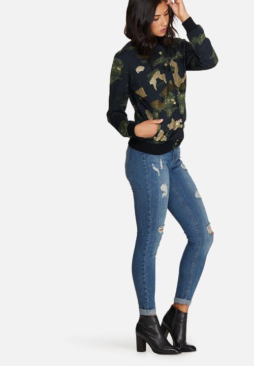 Missguided - Sequin camo bomber jacket
