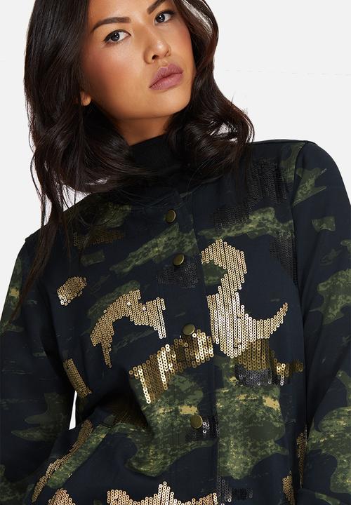 Missguided - Sequin camo bomber jacket