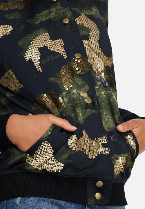 Missguided - Sequin camo bomber jacket