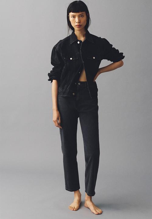H&M - Mom slim fit high waist ankle jeans - dark denim grey