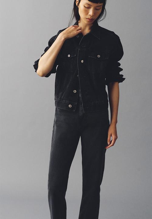 H&M - Mom slim fit high waist ankle jeans - dark denim grey