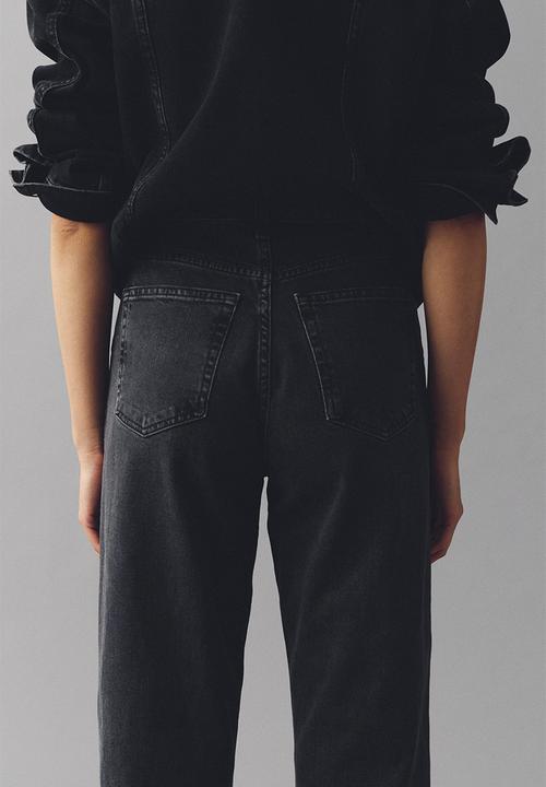 H&M - Mom slim fit high waist ankle jeans - dark denim grey