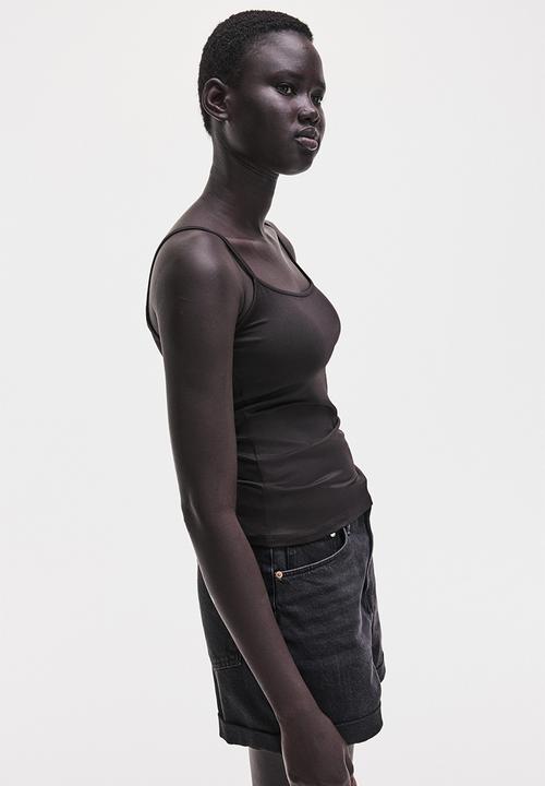 H&M - Microfibre strappy top - dark brown