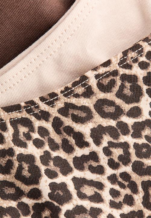 H&M - 5-Pack cotton thong briefs - dark brown/leopard print