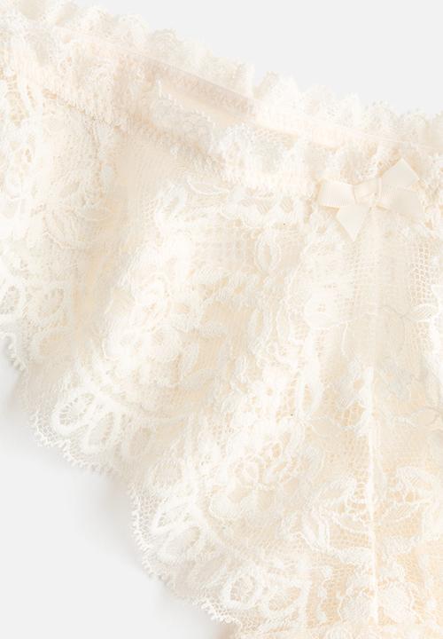 H&M - 2-Pack lace brazilian briefs - cream