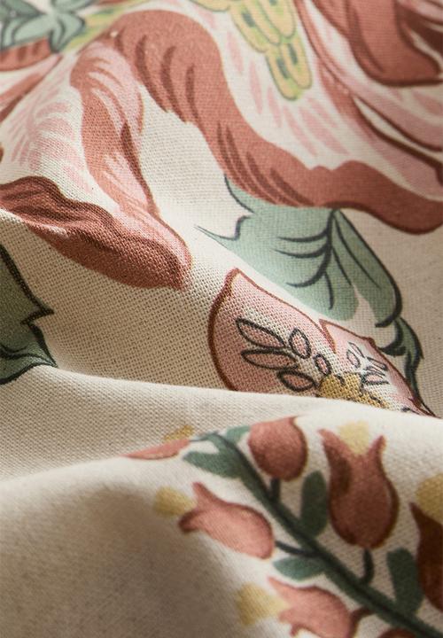 H&M - Patterned canvas cushion cover - light beige/floral