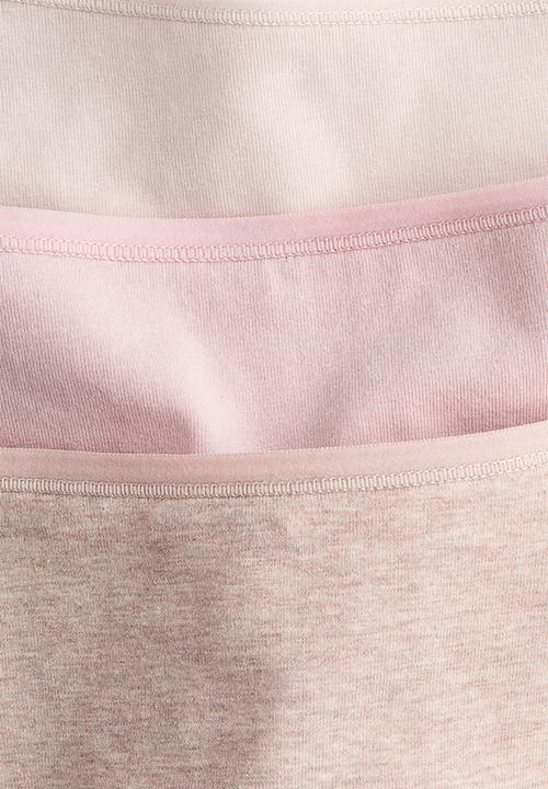 H&M - 3-Pack cotton thong briefs - light beige/light pink
