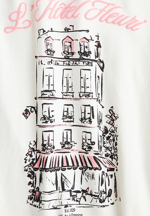 H&M - Fitted cotton t-shirt - white/hotel