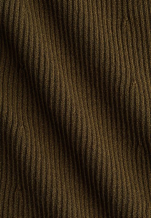H&M - Rib-knit flared-skirt dress - dark olive green