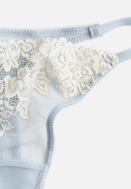 H&M - 2-Pack lace tanga thong briefs - light blue/cream