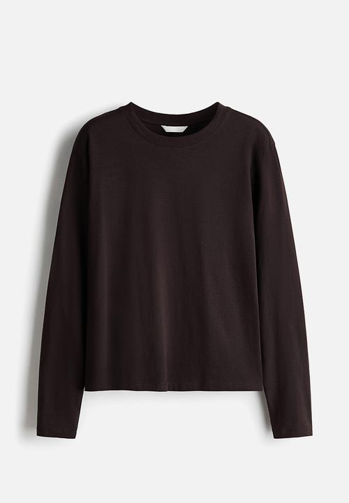 H&M - Long-sleeved cotton top - dark brown