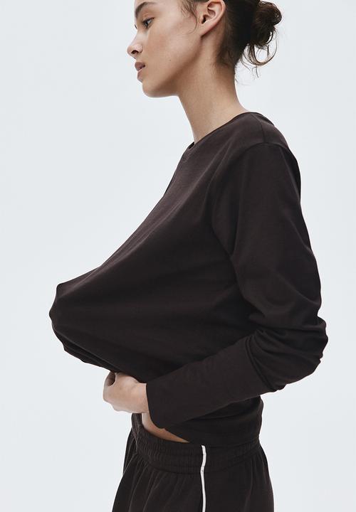 H&M - Long-sleeved cotton top - dark brown